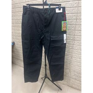 Houston White Mens Black Cargo Pants Straight Leg‎ Elastic Back FA24HW653B L NEW
